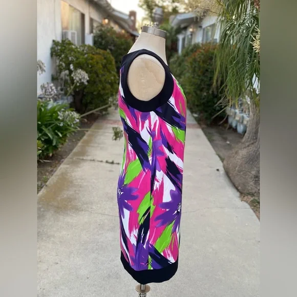 Calvin Klein colorful pink and purple multi color water color dress - Picture 2 of 6